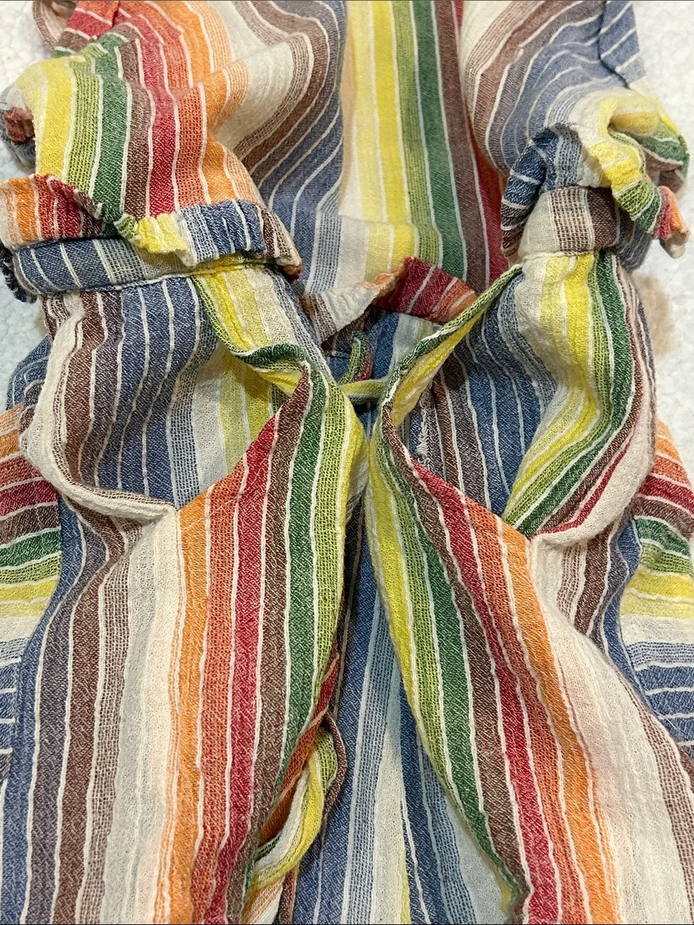 Saylor Roxie Romper in Multi Medium 100% Cotton Rainbow Stripes Beach Vacation